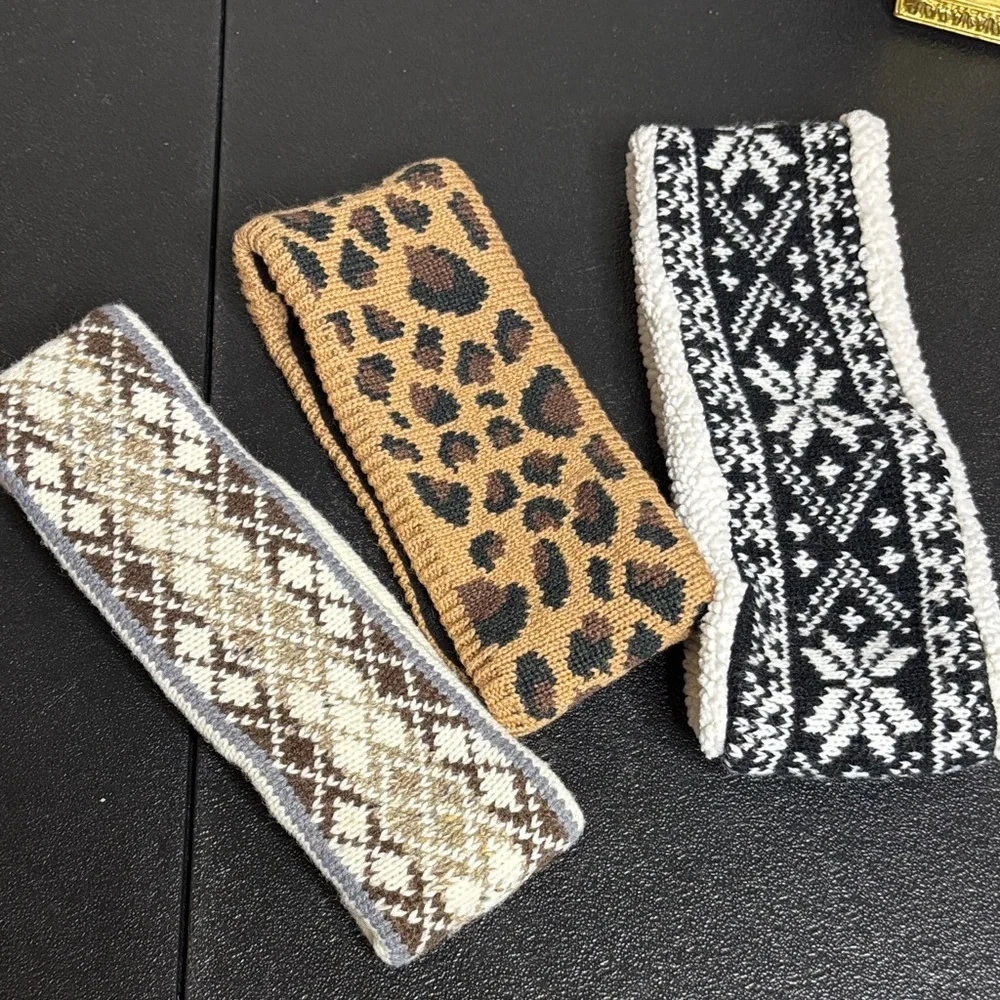 Stylish Knitted Headbands - Black, Brown, Tan